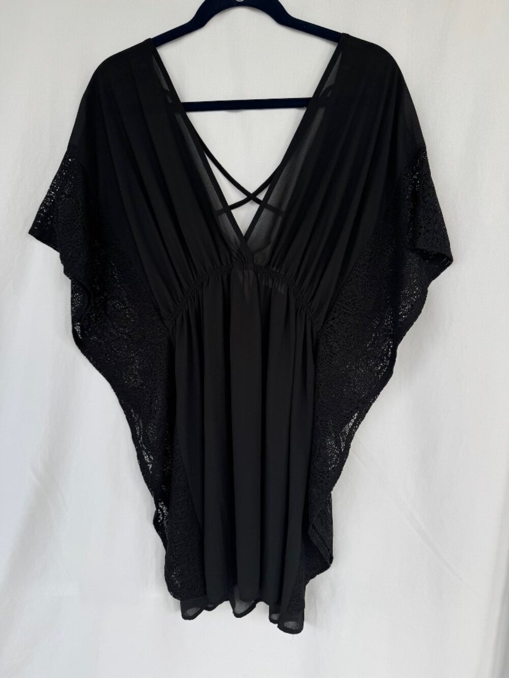 Xhilaration Black Lace Chiffon Swim Cover Up M